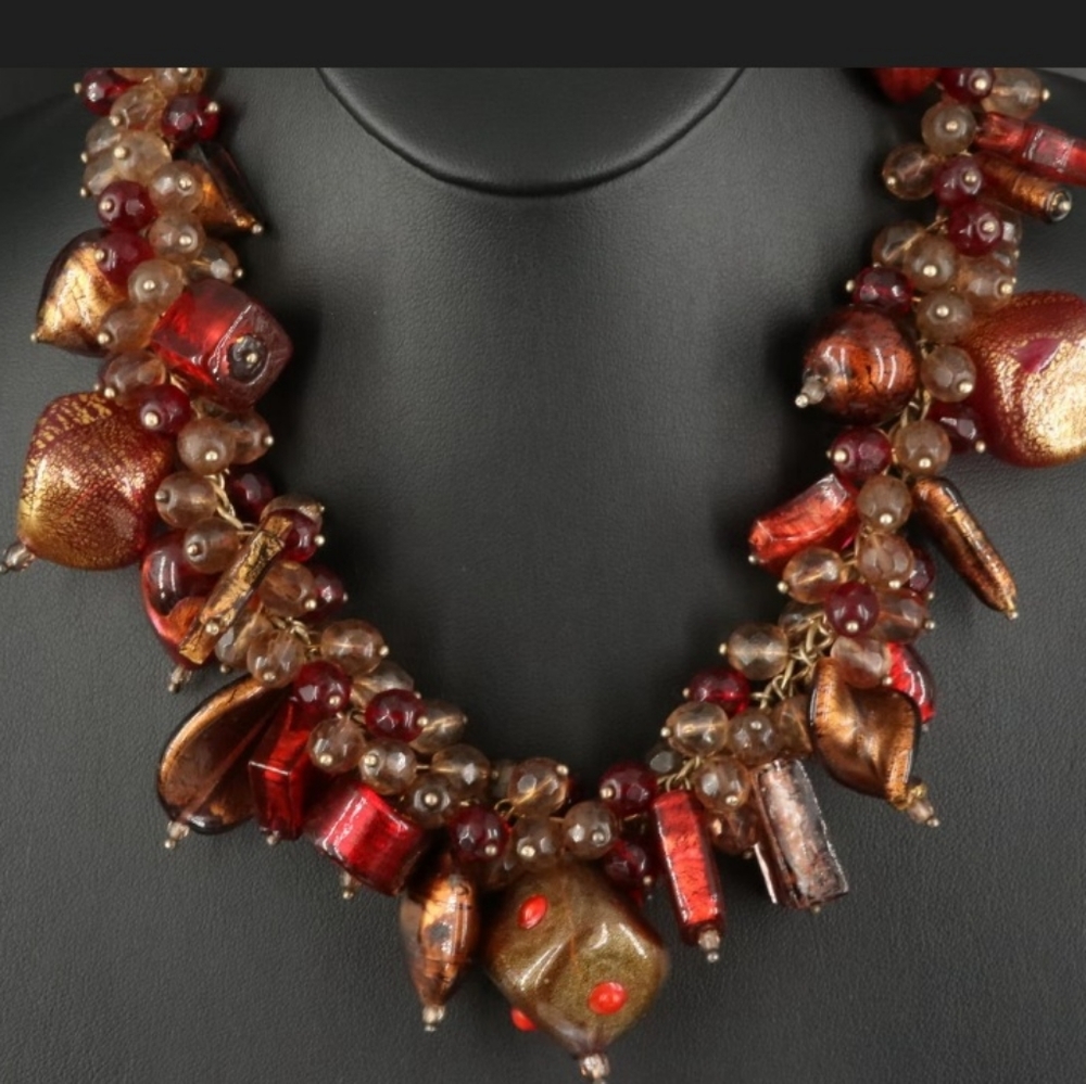 Le Perle Italian Sterling Silver Murano Glass Necklace Handmade Venetian Glass